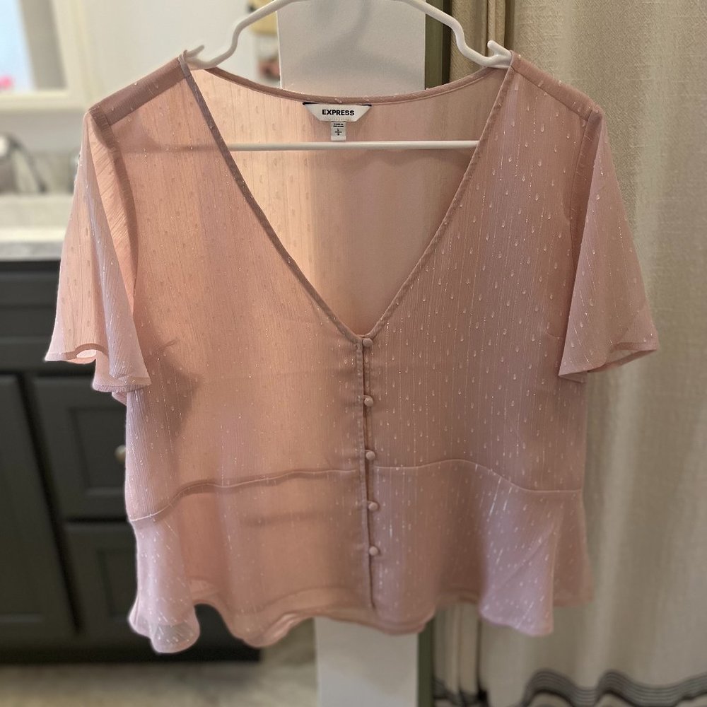Blush pink, button-up blouse